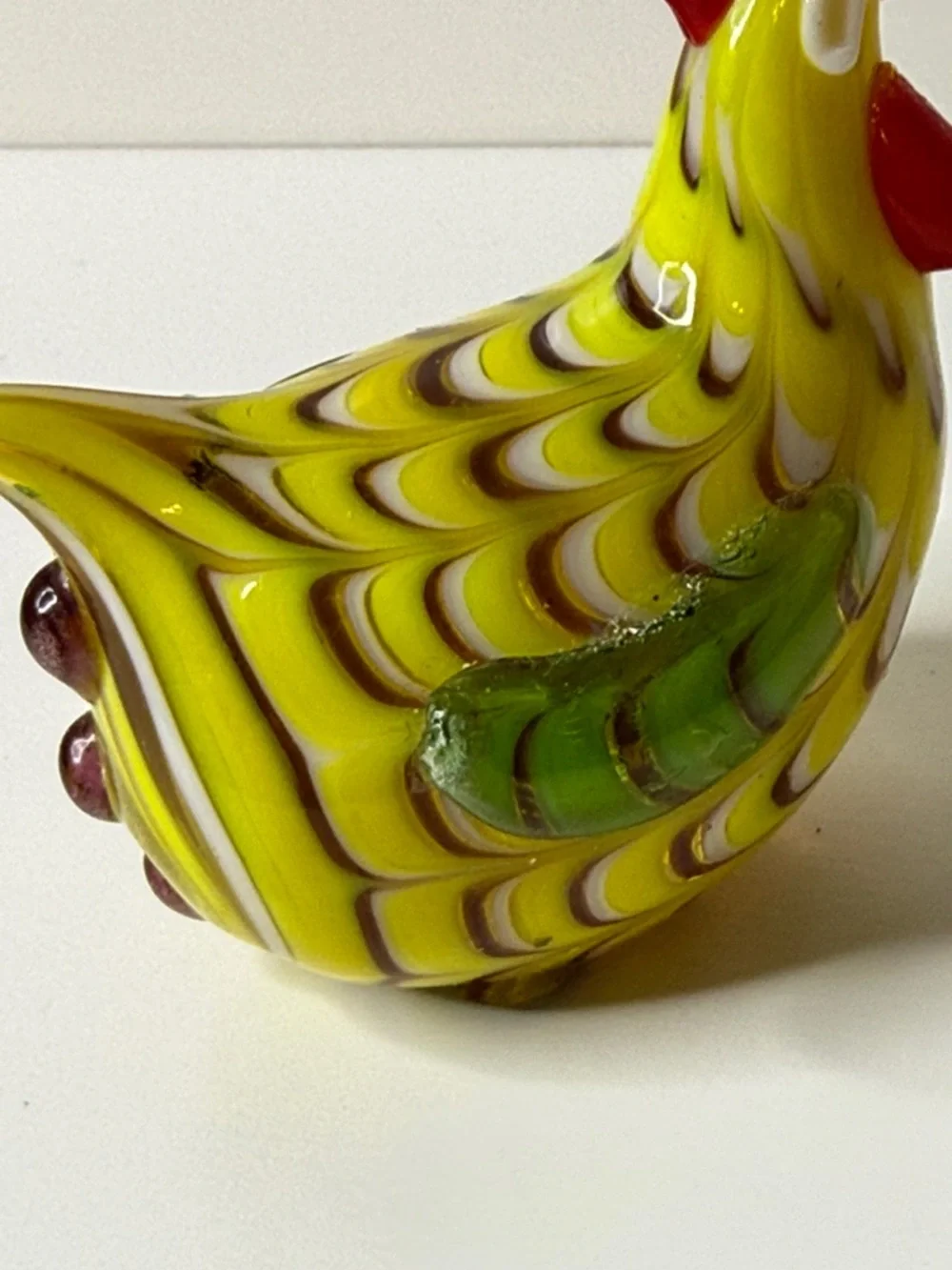 Imperfect Lenox Yellow Glass Chicken Figurine vintage brightly colored glass - Picture 10 of 13